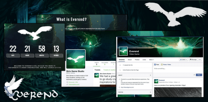 Screenshots of the different social media sites we have created