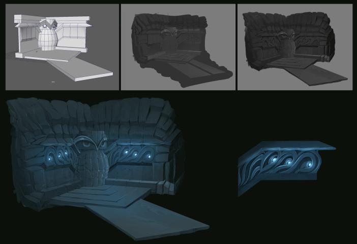 Process of creating the temple statue.